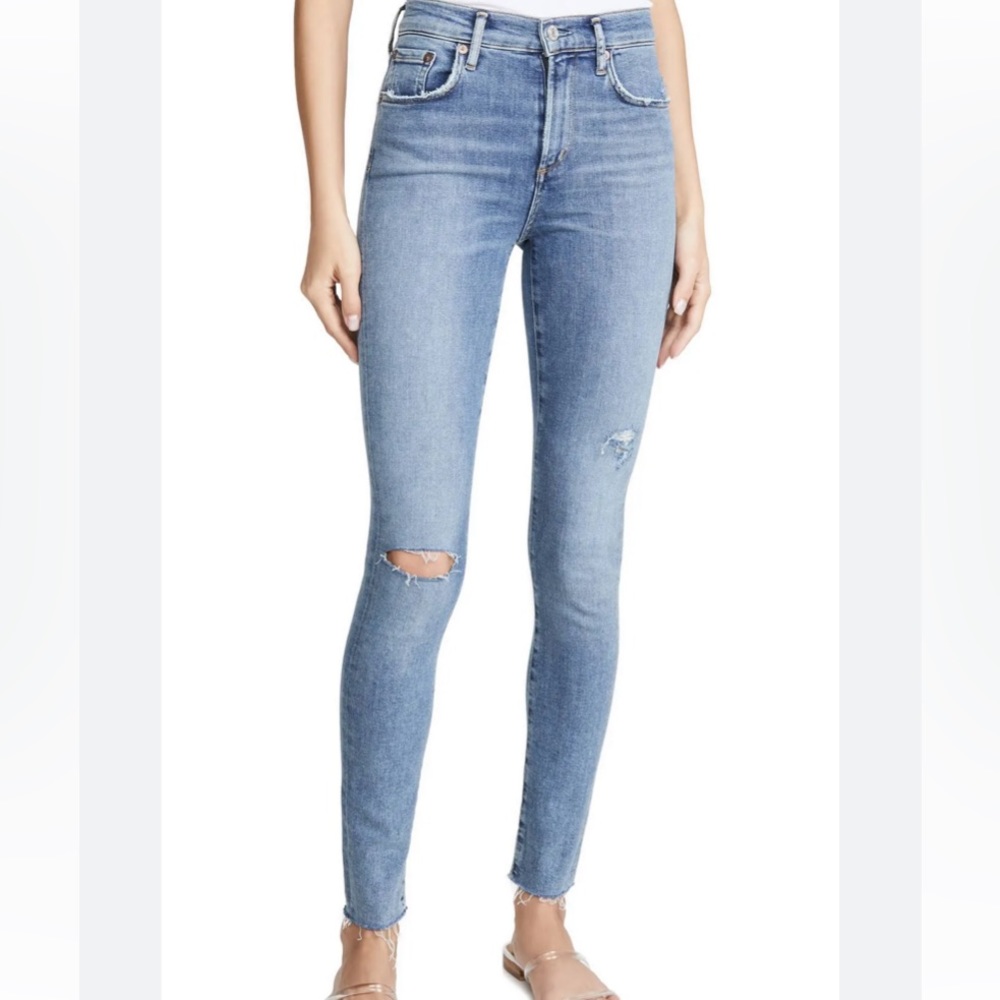 AGOLDE Sophie Ankle Skinny Jeans High Rise Raw Hem Stretchy Size 27